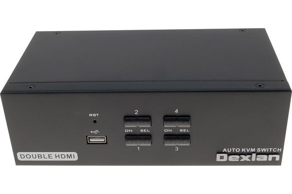 DEXLAN KVM 4 ports double ecran HDMI 4K USB 2 0 cables