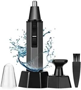 Ear and Nose Hair Trimmer Clipper - Professional Painless Beard Hair Trimmer forBatteryOperated Waterproof Dual Edge Blades for