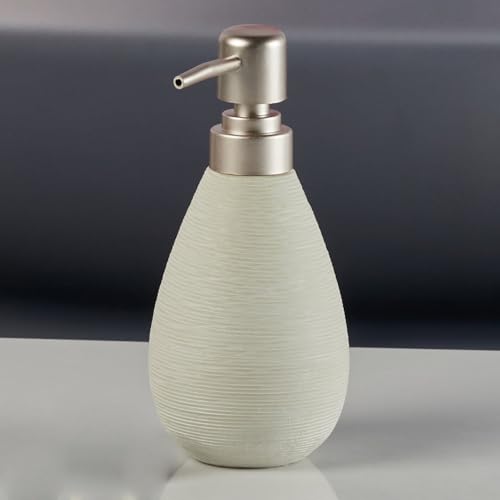 Image of SaSaSa Ceramic Soap Dispenser with Stylish Refillable Pump Bottle for Bathroom Handwash & Kitchen Wash Basin, Perfect for Hand Soap, Lotion and Shampoo, White, (Set of 1) (11328)