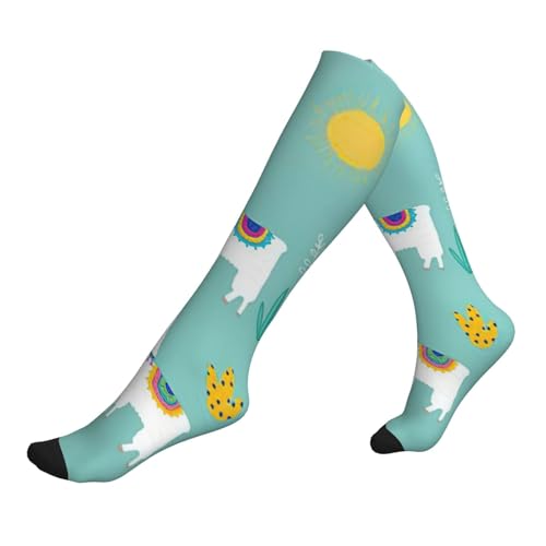 Longzehao Alpaca Llama Print Compression Socks for Women and Men,15-20 mmHg is Best Support for Athletic sports