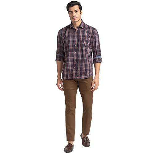 Image of Parx Men's Cotton Blend Solid Pattern Super Slim Fit Flat Front Casual Trouser