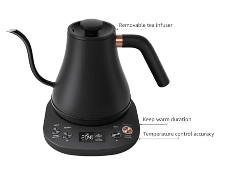 Mecity-Electric-Kettle-Gooseneck-Pour-Over-Kettle-1-Temperature-Control-Quick-Heating-Water-Boiler-for-Coffee-Tea-Formula-Auto-Shut-Off-Tea-Kettle-1200-Watt-08L-Matt-Black-Barista-Edition Mecity Electric Kettle Gooseneck Pour Over Kettle 1 Temperature Control Quick Heating Water Boiler for Coffee Tea Formula Auto Shut Off Tea Kettle 1200 Watt 08L Matt Black Barista Edition