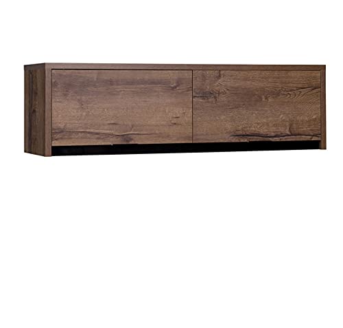 RAVIO Hängeschrank Oris Stilvoll 1-Türig Hängeregal Wandschrank Skandinavischer Stil Bücherregal Dekoschrank Wohnzimmer Hängeboard (Monastery Eiche + Schwarz Hochglanz) Cover