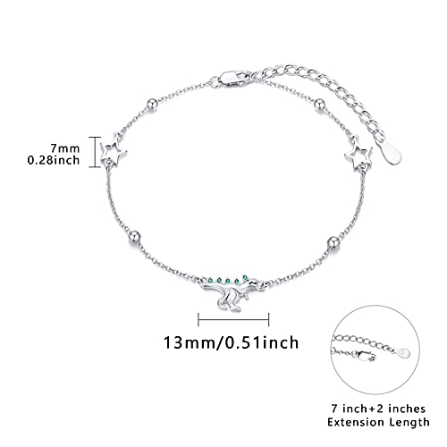 Cute Dinosaur Bracelet Sterling Silver Adjustable Bracelet Animal Jewelry Gifts For Women Girls Sea Foot Chains Beach Anklet #TOP5