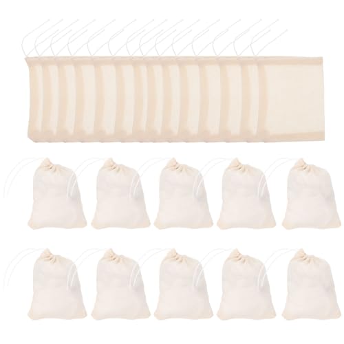 LOGOFUN 60PCS Cotton Muslin Bags Reusable Drawstring Sachets Multipurpose Mesh Pouch for Tea Herbs Spices Cooking Home Kitchen Party Supplies