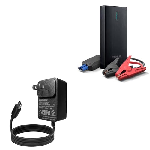 BoxWave Charger Compatible with Type S Car Battery Jump Starter Portable Power Bank 500A - Wall Charger Direct (15W), Rapid Charge Your Device with Built-in 6ft Cable