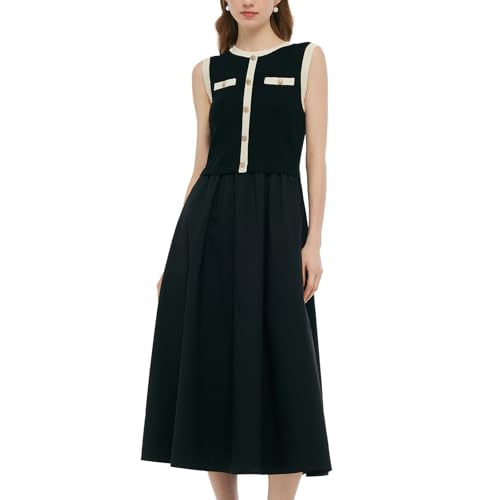 Women's Triacetate Mini Dress Summer Business Casual A Line V-Neck Button Dresses for Wedding Guest Teacher Work