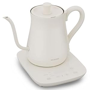 アイリスオーヤマ(IRIS OHYAMA) 電気ケトル 温度調節 ドリップケトル ケトル 600ml 10段階温度調節付 保温設定付 沸騰後自動電源OFF コーヒー 紅茶 緑茶 おしゃれ IKE-C601T-CW ホワイト