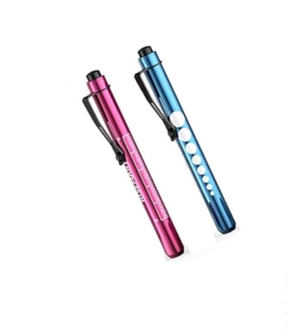 Pen Light, RISEMART Nurse Led Medical Penlight with Pupil Gauge for Nursing Students Doctors Red and Blue with Batteries