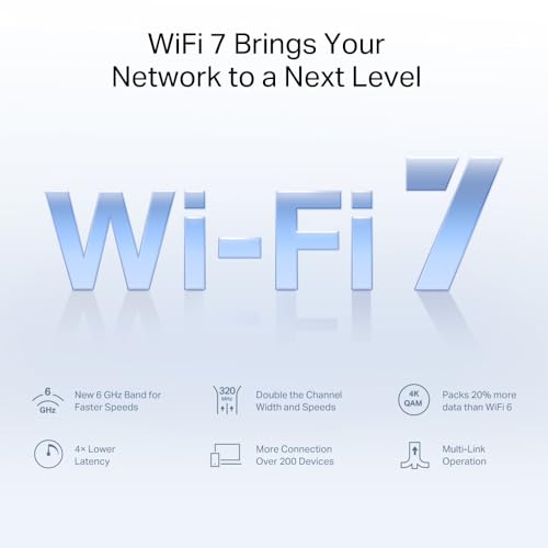 Image of MERCUSYS Halo H47BE(2-pack) Wi-Fi 7 Mesh System, Tri-Band up to 9.3Gbps, 6GHz Band, 3 Ports 2.5Gbps WAN /LAN, 320MHz Channels, 4K-QAM, MLO,VPN, Coverage up to 550 m, Easy Setup