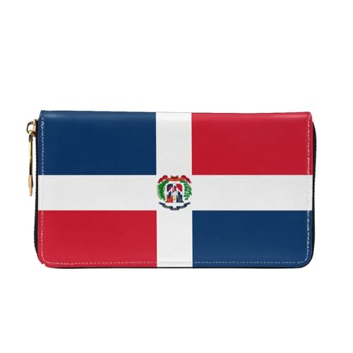 Dominican Republic Long leather wallet - with zipper - portable and waterproof, suitable for office, study and daily use2