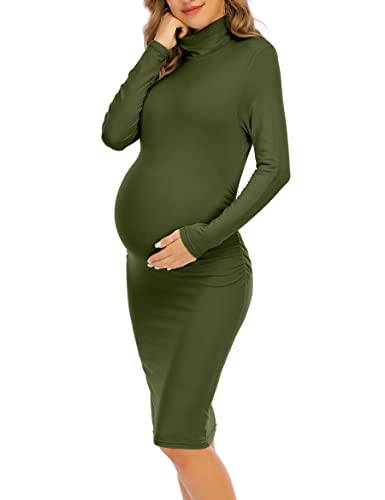 Yeshape Maternity Dresses for Women Winter Long Sleeve Maternity Bodycon  Dress for Baby Shower Maternity Photoshoot Army Green at Amazon Women's  Clothing store
