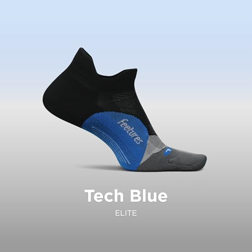 Feetures Elite Light Cushion No Show Tab Ankle Socks - Sport Sock with Targeted Compression (1 Pair)