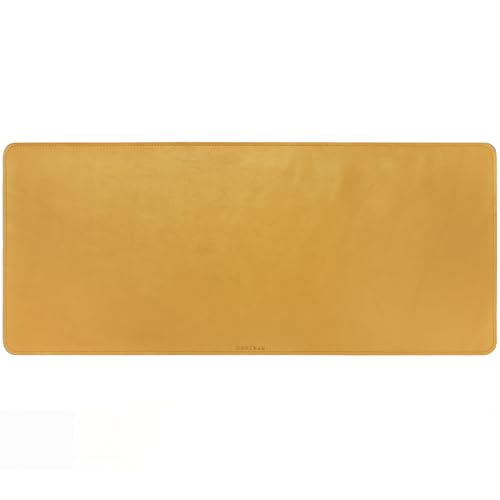 Tapete para escritorio de cuero genuino Mostaza XL miniatura 6