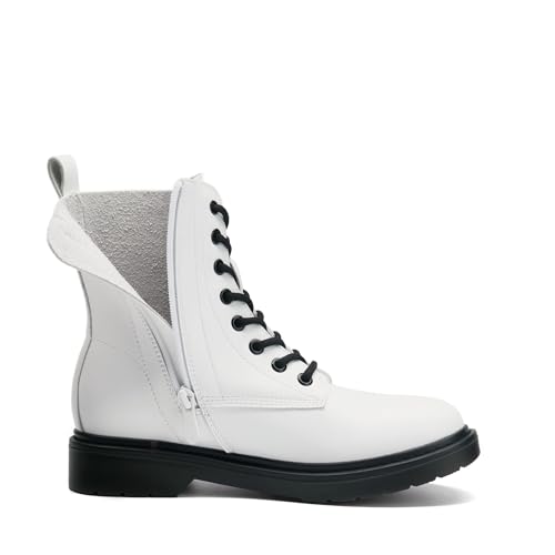 DREAM PAIRS DREAM PAIRS Women Combat Boots Lace-up Low Heel Ankle Booties,Size 10,White,DWUMAB2539