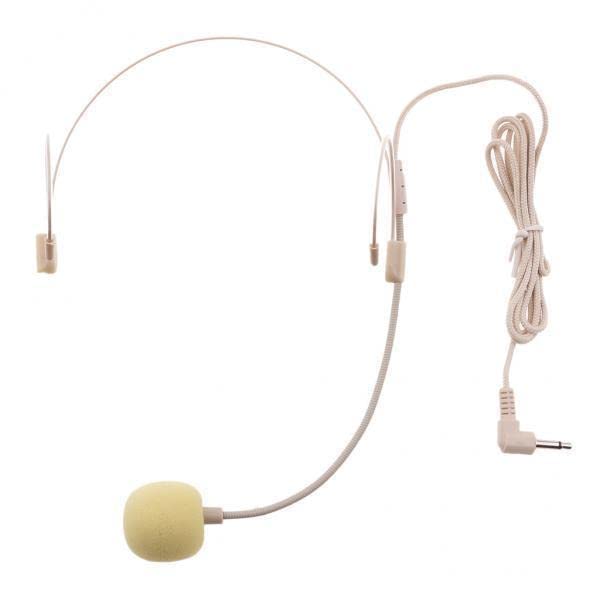 6xDouble Ear Hook Wired Headset Headworn Microphone Beige 3.5mm Right Angle-picture-10