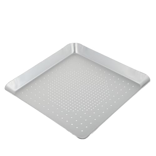 Healeved Molde para Pizza Cuadrado 30 Cm Agujeros de 3 Mm, Bandeja para Hornear Casera de Metal Resistente, Molde Perforado para Pizza de Queso y Pan, Utensilio Multifuncional para Horno