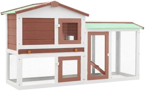 Outdoor Large Rabbit Hutch - Weather-Resistant Pine Wood Enclosure for Rabbits, Spacious Rectangular Design, Secure & Durable, Ideal for Pet Owners