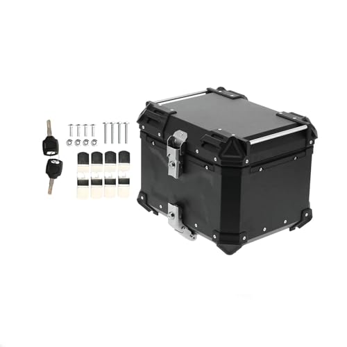 Coffre de Rangement Moto Aluminium 45L Étanche et Sécurisé Arrière Noir