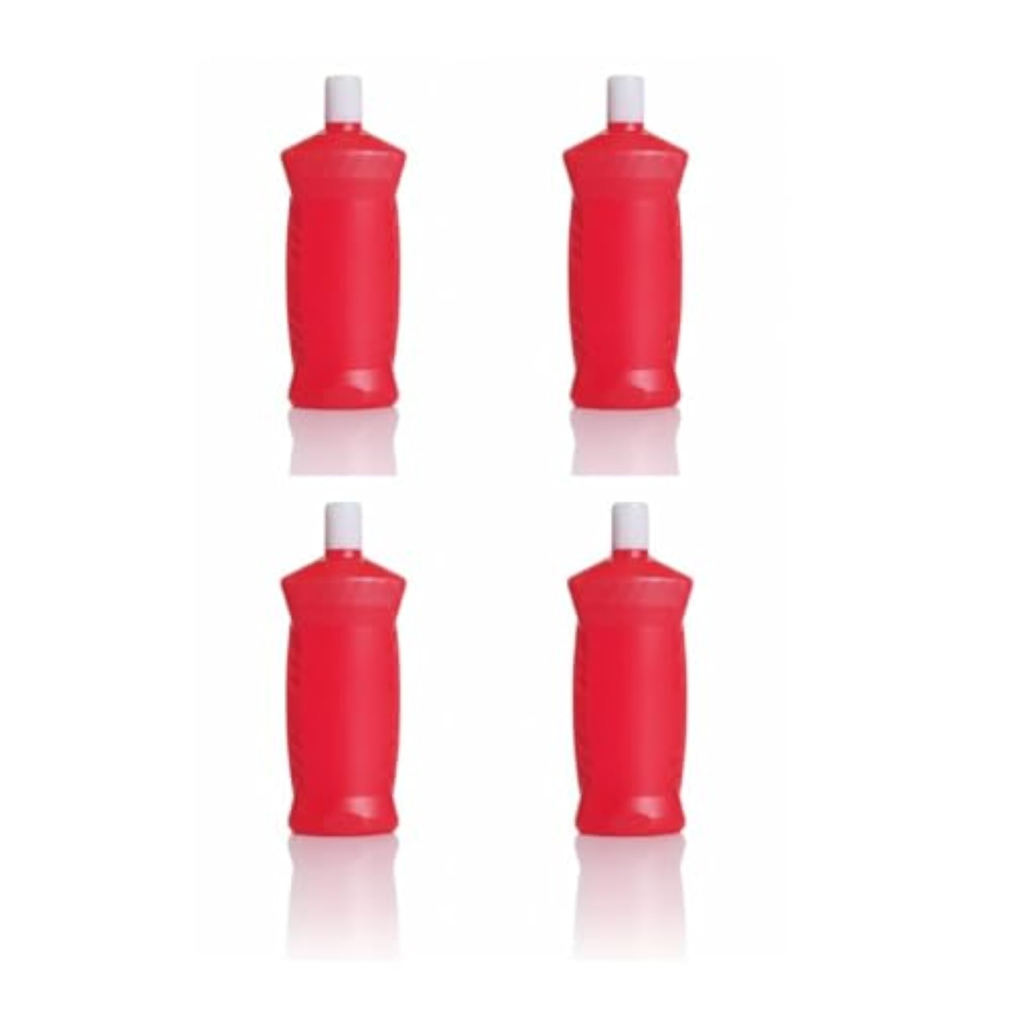 1L Empty Red Plastic Bottle with White Cap, Textured Grip Design