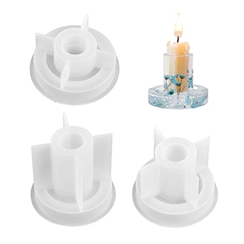 Juego de 3 moldes de silicona para candelabros, molde para portavelas de resina epoxi, moldes de resina de silicona