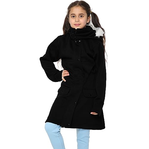 A2Z 4 Kids Girls Jacket Camouflage Parka Jacket Faux Fur Hooded Coat - Jacket JK27 Black 9-10