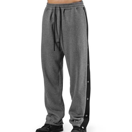 Snap-Off Men's Athletic Tear Away Pants with Elastic Waist for Basketball & Street Style