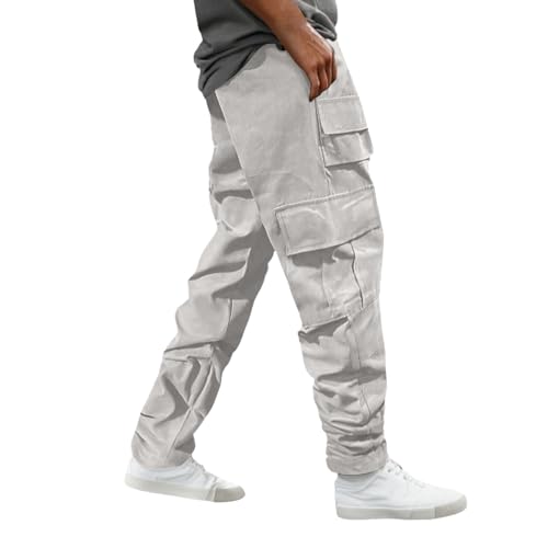 Pantalon cargo pour homme Generisch 2026 à taille élastique de couleur unie