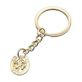 Zkydhbd Llavero de metal con diseño de tréboles y herradura, accesorio colgante para buenas fortunas y uso diario, accesorio de viaje, oro rosa, Talla única