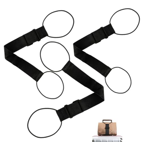 Image of 3PCS Elastic Fastening Belt for Luggage, Elastic Ring Luggage Binding Strap Adjustable Luggage Bag Fixing Strap Clamping Strap, Travel Bag Luggage Elastic Rope Binding Strap