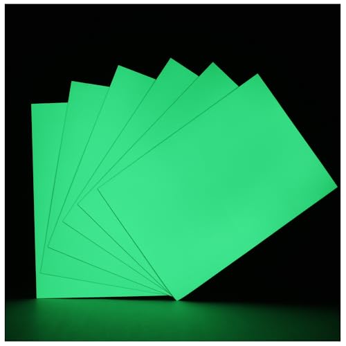 Extra Bright Glow in The Dark (Photoluminescent) Papers, Strong Adhesive, DIY Stickers for Stairs, Light Switch, Furniture, Night Safety, Wall, Ceiling and Bedroom Decoration, A5 Size* 6 Sheets