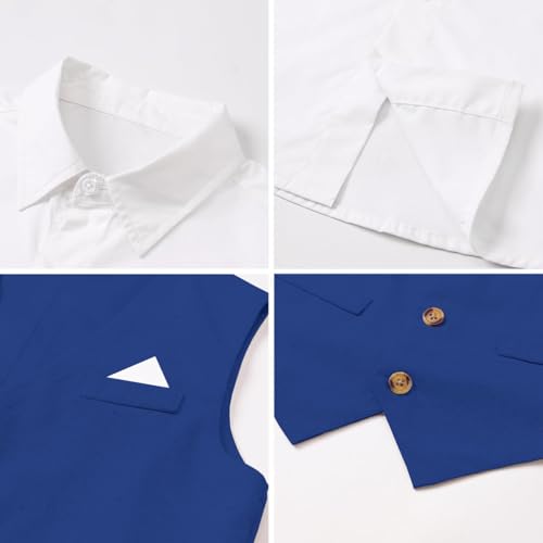 Image of SANGTREE Boys Suit Cotton Linen Formal Set Baby Boy Dress Clothes Gentleman Wedding Ring Bearer Outfits, 3 Months - 9 Years