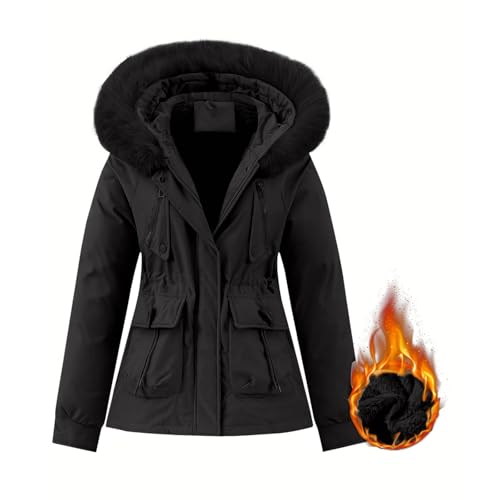 Padded Jacket for Women Fall Winter Long Sleeve Thermal Hooded Plain Puffer Jackets Hoods Coats Women 2025 Y2K4