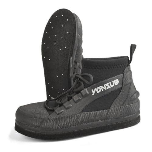 Rock Fishing Wading Boots with Felt Sole & Steel Studs – Anti-Slip Neoprene Reef Shoes for Men, Quick-Dry Breathable Drainage Shoes for Surf, Jetty, and Sea Fishing