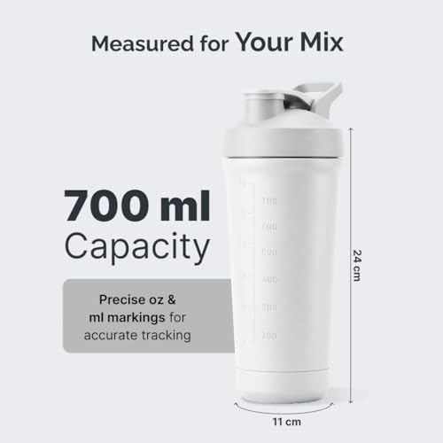 Image of Cult Stainless Steel Bottom Opener Shaker Bottle 700 ml, Leakproof Protein Mixer with Noise-Free Agitator, Wide Mouth, Dishwasher Safe, BPA-Free, Gym & Fitness Supplement Bottle