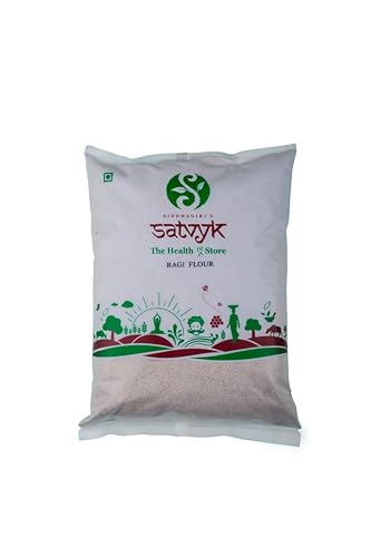 Image of S Siddhagiri's SATVYK THE HEALTH re STORE - Ragi Flour - (1kg) - Stoneground | Gluten-Free Finger Millet Flour | Super-Nutritious Nanchni Aata | Fresh Ragi Aata