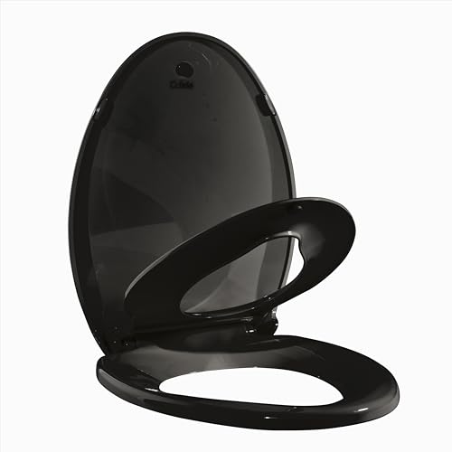Toilet Seat, Elongated Toilet Seat with Toddler Seat Built in, Potty Training Toilet Seat Elongated Fits Both Adult and Child, with Slow Close and Magnets- Elongated Black