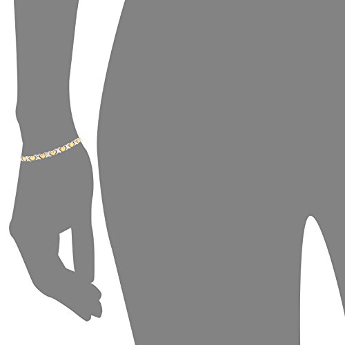 Floreo 10K White And Yellow Gold Stampato Xoxo X & Heart Mom Links Bracelet For Mothers, 7 Inch #TOP3