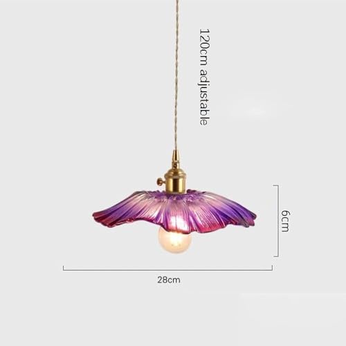 Lustre fleur rétro en verre violet pour une ambiance chaleureuse - 8