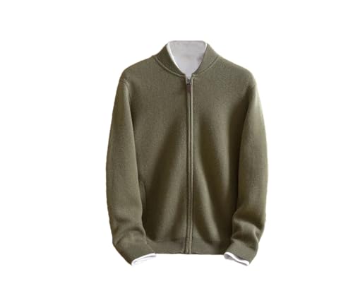 Men's Thickened Sweaters Loose Half High Neck Zipper Cardigan Middle Age Solid Color Warm Knit Sweaters