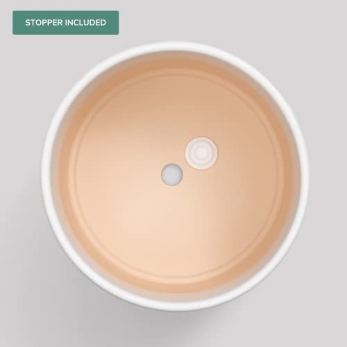 Peach & Pebble 10 Inch Gold Ceramic Planter. Classic Cylinder Plant Pot For House Plants And Indoor Plants (Drainage + Stopper Included). #TOP4