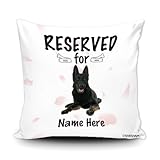 GABSHAIM Custom Reserved for The Dog Throw Pillow Cover Funny Black German Shepherd Pillowcase Cushion Case Couch Home Decoration White Pink Heart 16X16 Inch Canvas Style 2