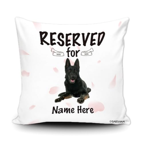 GABSHAIM Custom Reserved for The Dog Throw Pillow Cover Funny Black German Shepherd Pillowcase Cushion Case Couch Home Decoration White Pink Heart 16X16 Inch Canvas Style 2