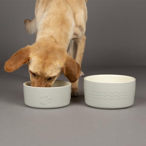 Image of Scruffs Icon 2 Piece Dog Food & Water Bowl Set - 19cm | 20cm - Light Grey