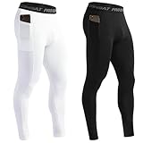 HYCOPROT 2 Pack Men's Compression Pants with Pockets, Athletic Leggings Baselayer Workout Tights for Running Yoga Gym Basketball