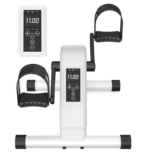 Image of Under Desk Bike Pedal Exerciser for Seniors, 12-Level Electric Mini Exercise Bike with LCD, Quiet Motorized Arm & Leg Pedaler for Seniors