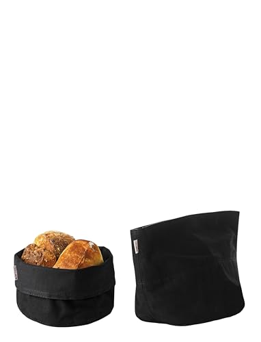 Foto von Stelton Brottasche - 100% OEKO-TEX Baumwolle - Faltbar - Maschinenwaschbar - Als Brotaufbewahrung oder als Tischbrotkorb vielseitig einsetzbar, Design von Klaus Rath, Schwarz/Schwarz