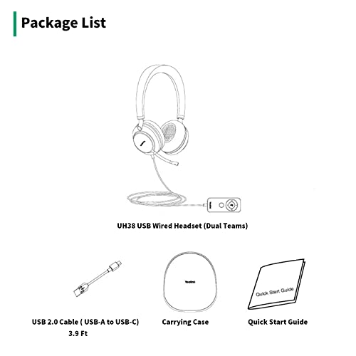 Yealink Usb Headset Uh38, Wired Softphone Headset Teams Certified With Microphone,In Line Controls Built In Bluetooth, Connect To Pc/Laptop/Mac/Tablet/Cell Phone (Usb-A) #TOP6