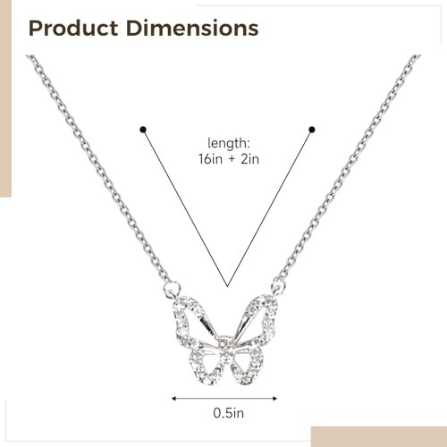 Collar de mariposa de plata S925 para mujer con cadena ajustable 4