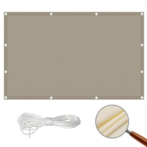 Sonnensegel Wasserdicht Sonnenschutz 1.2 x 4 m UV Schutz Windschutz Wetterbeständig Markisenstoffe Meterware Schattentuch mit Ösen Segeltuch für Terrasse Balkon, Taupe